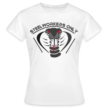 Steelworkers_only_001 - Women's T-Shirt - white - Front - AI Model Female 172 dark (172cm)