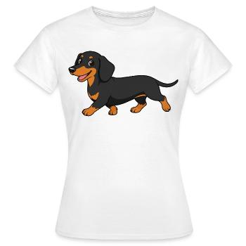 Image d’un teckel dans un style cartoon - T-shirt Femme - blanc - Devant - AI Model Female 172 dark (172cm)