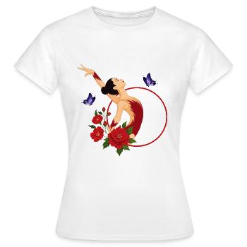 Dancing ballerina with a red circle - Women's T-Shirt - white - Front - AI Model Female 172 dark (172cm)