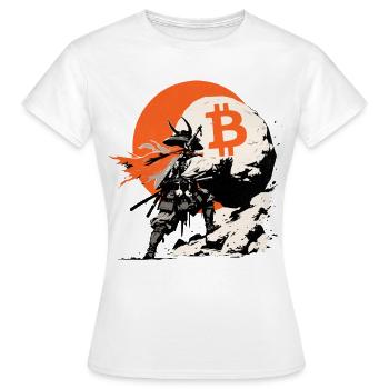 Bitcoin Samurai in the Orange Moon - Women's T-Shirt - white - Front - AI Model Female 172 dark (172cm)
