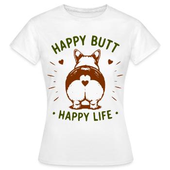 Un derrière de chien heureux – une vie heureuse - T-shirt Femme - blanc - Devant - AI Model Female 172 dark (172cm)