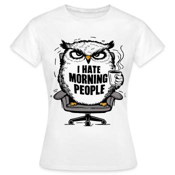 Morgenmuffel Eule mit Kaffee - T-shirt Femme - blanc - Devant - AI Model Female 172 dark (172cm)