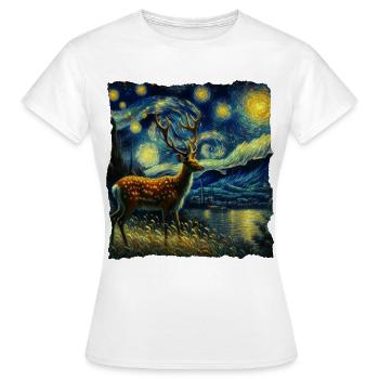 Cerf de Sika Nuit étoilée - T-shirt Femme - blanc - Devant - AI Model Female 172 dark (172cm)