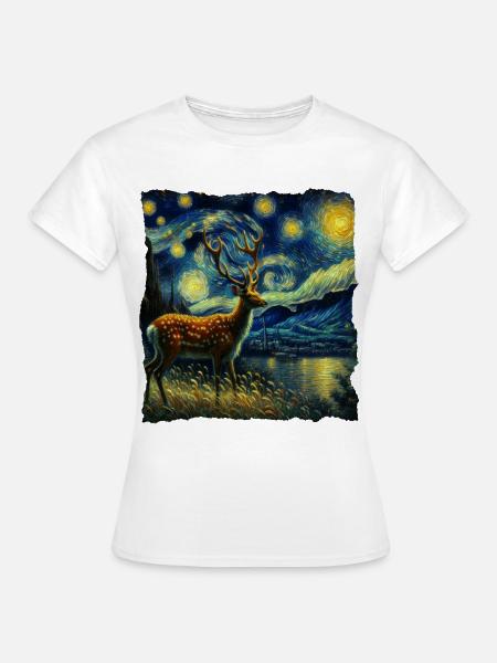 Sikahirsch Starry Night - Frauen T-Shirt - Weiß
