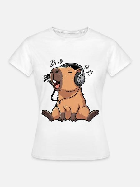 Capybara Musik SIngen - Frauen T-Shirt - Weiß