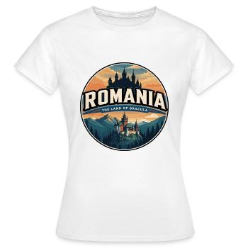 Retro Romania Bran Castle Badge - Women's T-Shirt - white - Front - AI Model Female 172 dark (172cm)