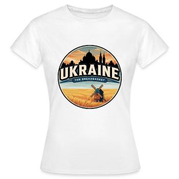 Insigne du champ de blé Ukrainien rétro - T-shirt Femme - blanc - Devant - AI Model Female 172 dark (172cm)
