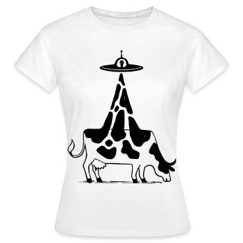 Alien Cow UFO Vintage - Women's T-Shirt - white - Front - AI Model Female 172 dark (172cm)