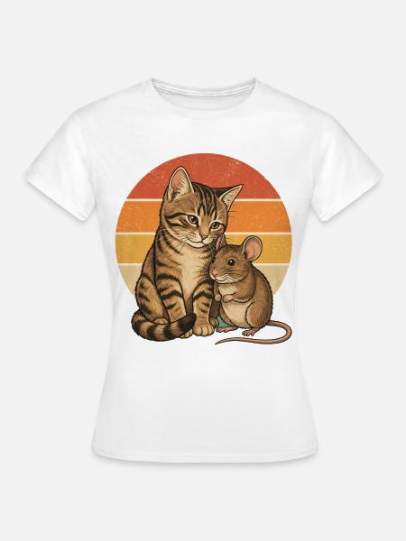 Katze und Maus - Frauen T-Shirt - Weiß
