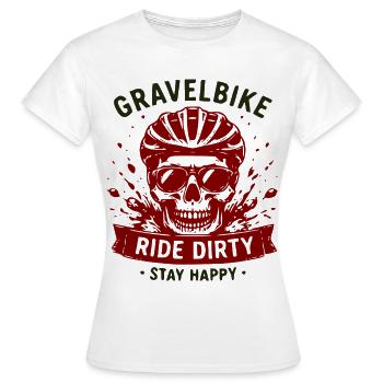 Gravel Bike Skull Ride Dirty Stay Happy - T-shirt Femme - blanc - Devant - AI Model Female 172 dark (172cm)