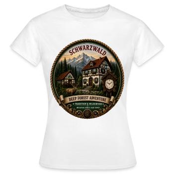 Schwarzwald mit Berge Wald Landschaft Hirsch Uhr - Frauen T-Shirt - Weiß - Vorne - AI Model Female 172 dark (172cm)