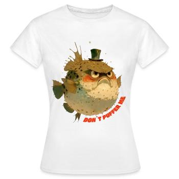Mürrischer Kugelfisch mit Zylinder - T-shirt Femme - blanc - Devant - AI Model Female 172 dark (172cm)