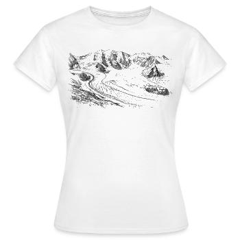 Silhouette de Piz Palü | Bernina Massiv Design | Montagne - T-shirt Femme - blanc - Devant - AI Model Female 172 dark (172cm)