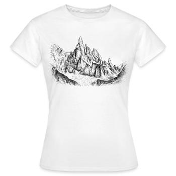 Silhouette du Cerro Torre | Conception du Sommet de la Patagonie - T-shirt Femme - blanc - Devant - AI Model Female 172 dark (172cm)
