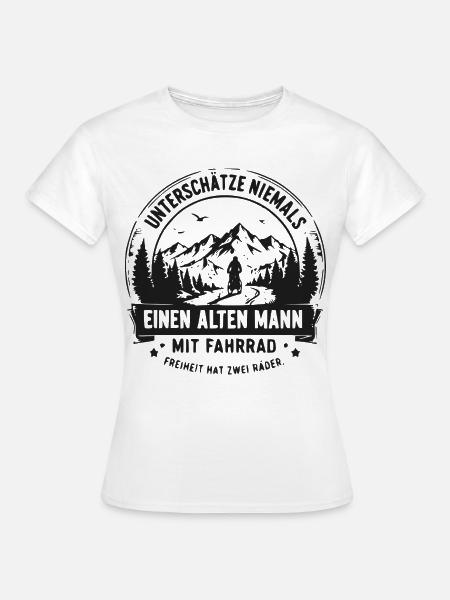 Alter Mann mit Fahrrad – Abenteuerszene - Frauen T-Shirt - Weiß