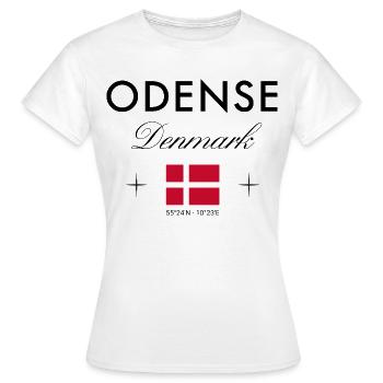 Odense Denmark Coordinates Travel Souvenir - Women's T-Shirt - white - Front - AI Model Female 172 dark (172cm)