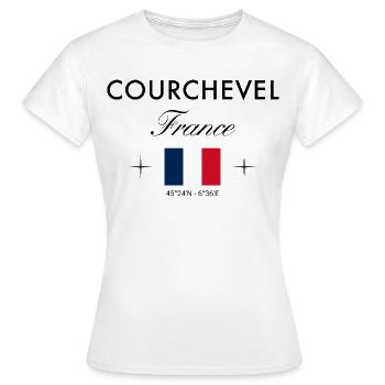 Courchevel, France, coordonnées, voyage, souvenir - T-shirt Femme - blanc - Devant - AI Model Female 172 dark (172cm)
