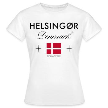 Helsingør Dänemark Koordinaten Reise Souvenir - Frauen T-Shirt - Weiß - Vorne - AI Model Female 172 dark (172cm)