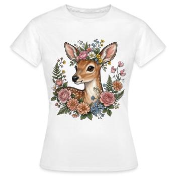 Festival folklrique des fleurs de fauve cerf Costumes traditionnels Femmes de remplacement - T-shirt Femme - blanc - Devant - AI Model Female 172 dark (172cm)