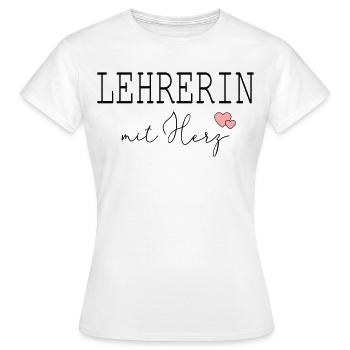 Lehrerin mit Herz - Frauen T-Shirt - Weiß - Vorne - AI Model Female 172 dark (172cm)