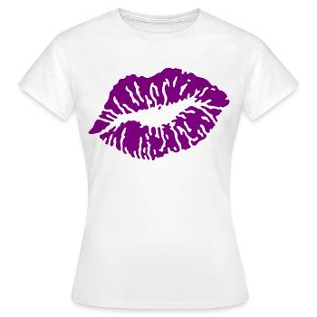 Baiser bouche / Baiser / Baiser / Baiser / Baiser / Amour, Pourpre - T-shirt Femme - blanc - Devant - AI Model Female 172 dark (172cm)
