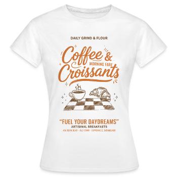 Café et croissants Petit-déjeuner Brunch - T-shirt Femme - blanc - Devant - AI Model Female 172 dark (172cm)