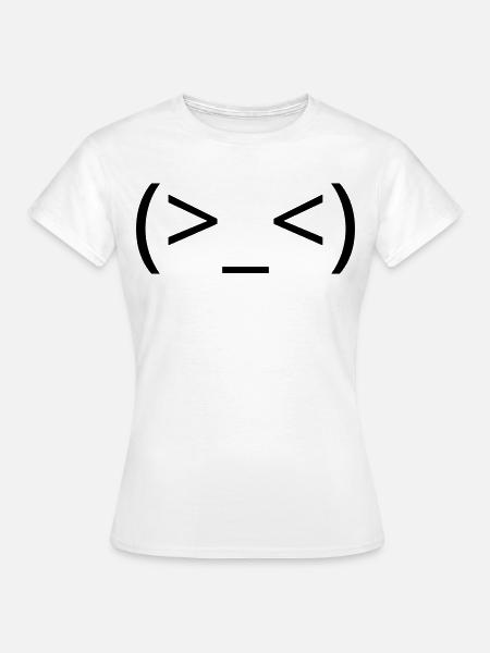 Frustriertes Emoticon (>_<) argh Kaomoji - Frauen T-Shirt - Weiß
