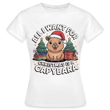 Capybara Christmas Wish - Women's T-Shirt - white - Front - AI Model Female 172 dark (172cm)