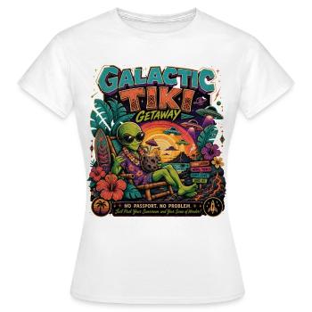 Galactic Tiki Alien Retro Vacation Hawaii Sci-Fi - Women's T-Shirt - white - Front - AI Model Female 172 dark (172cm)