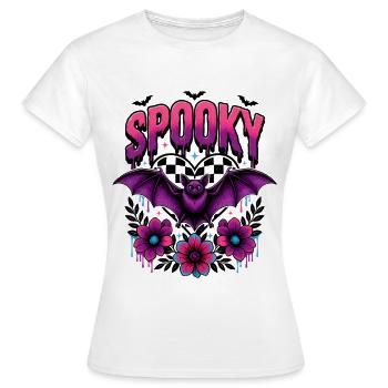 Halloween Spooky Bat Floral Néon - T-shirt Femme - blanc - Devant - AI Model Female 172 dark (172cm)