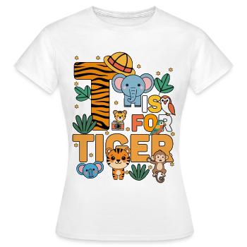 T c’est pour la fête du zoo du tigre Anniversaire du zoo de la jungle - T-shirt Femme - blanc - Devant - AI Model Female 172 dark (172cm)