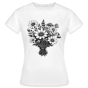 Vintage Wildflowers Linocut Botany - Women's T-Shirt - white - Front - AI Model Female 172 dark (172cm)
