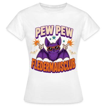 Pew Pew Fledermausclub – Lustiger Vampir - Frauen T-Shirt - Weiß - Vorne - AI Model Female 172 dark (172cm)