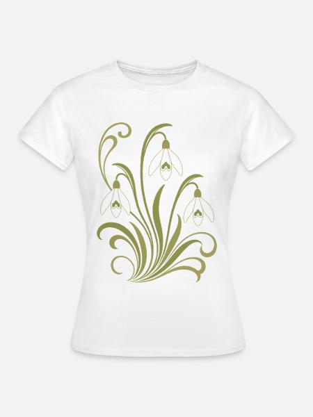 Schneeglöckchen Ornament - Frauen T-Shirt - Weiß