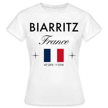 Biarritz France coordonne le souvenir de voyage - T-shirt Femme - blanc - Devant - AI Model Female 172 dark (172cm)