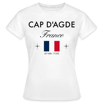 Cap d'Agde Frankreich Koordinaten Reise Souvenir - Frauen T-Shirt - Weiß - Vorne - AI Model Female 172 dark (172cm)
