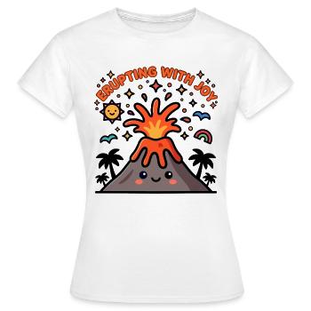 Éruption avec joie : design de dessin animé de volcan mignon - T-shirt Femme - blanc - Devant - AI Model Female 172 dark (172cm)