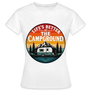 La vie est meilleure au camping Camping rétro - T-shirt Femme - blanc - Devant - AI Model Female 172 dark (172cm)