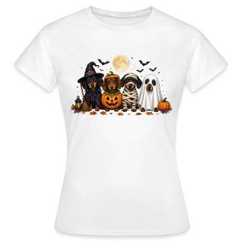Halloween Teckel Sorcière Citrouille Momie Fantôme - T-shirt Femme - blanc - Devant - AI Model Female 172 dark (172cm)