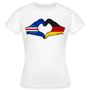 Mains du drapeau allemand du Cap-Vert en forme de cœur utilisées - T-shirt Femme - blanc - Devant - AI Model Female 172 dark (172cm)