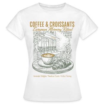 Croissants au café pour le petit-déjeuner Matin européen - T-shirt Femme - blanc - Devant - AI Model Female 172 dark (172cm)