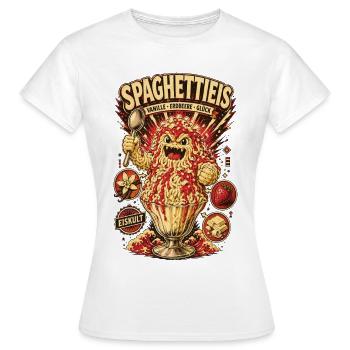 Spaghettieis Vanille Erdbeere Glück Shirt - Frauen T-Shirt - Weiß - Vorne - AI Model Female 172 dark (172cm)