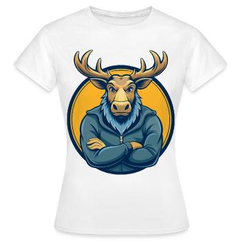 Moose Kawaii Mascot Cartoon Character Clipart Logo - Women's T-Shirt - white - Front - AI Model Female 172 dark (172cm)