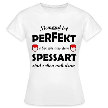 Rote Spessart Schildformen mit Weißzacken - Frauen T-Shirt - Weiß - Vorne - AI Model Female 172 dark (172cm)