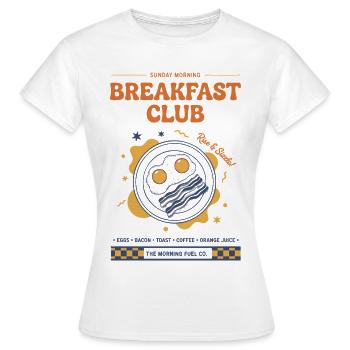 Breakfast Club : Brunch drôle, café, bacon, nourriture - T-shirt Femme - blanc - Devant - AI Model Female 172 dark (172cm)