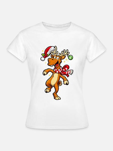 Lustiges Rentier Tanzen Weihnachten Elch - Frauen T-Shirt - Weiß