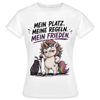 Mein Platz Meine Regeln Mein Frieden Einhorn Golf - Frauen T-Shirt - Weiß - Vorne - AI Model Female 172 dark (172cm)