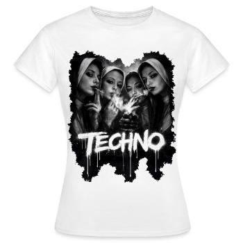 Techno Nonnen Schwarz-Grau - Frauen T-Shirt - Weiß - Vorne - AI Model Female 172 dark (172cm)