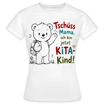 Kita Abschiedsbär mit Gruß - Frauen T-Shirt - Weiß - Vorne - AI Model Female 172 dark (172cm)