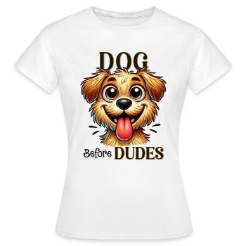 Citation drôle de chien avant les mecs - T-shirt Femme - blanc - Devant - AI Model Female 172 dark (172cm)